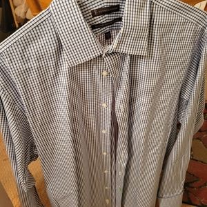 Hudson Room blue striped button down neck 16.5 size 35